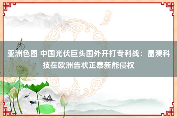 亚洲色图 中国光伏巨头国外开打专利战：晶澳科技在欧洲告状正泰新能侵权