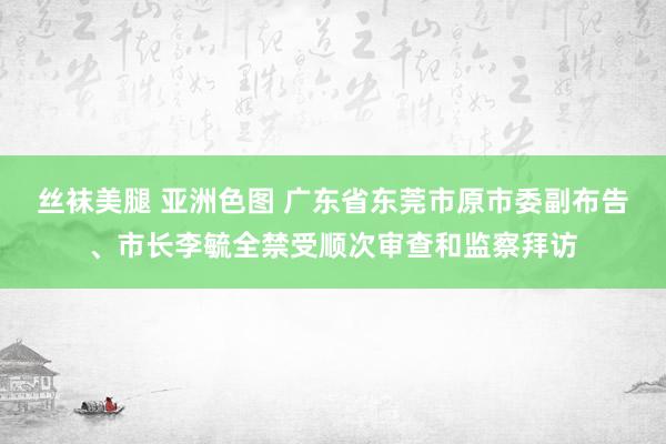 丝袜美腿 亚洲色图 广东省东莞市原市委副布告、市长李毓全禁受顺次审查和监察拜访